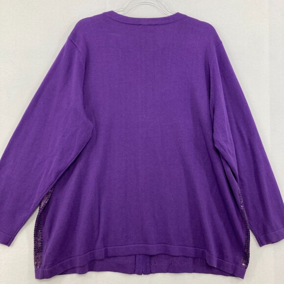 Quacker Factory size 2X Purple Sequins Full Zip Stretch Knit Jacket Festival - Picture 8 of 9